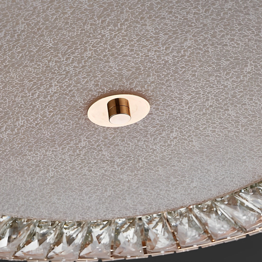 Luxury Round Crystal Flush Mount Ceiling Light with Three Color Temperature Glass Shade