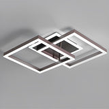 Geometric Brown LED Square Ceiling Light Semi Flush Mount Modern Aluminum Fixture