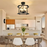 Industrial Metal Lantern Pendant Light Black Iron Cage Ceiling Fixture
