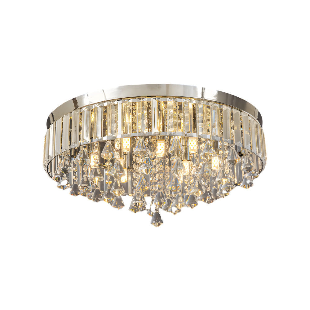 19 Inch Modern Round Crystal LED Ceiling Light Fixture for Living Room Bedroom and Hallway