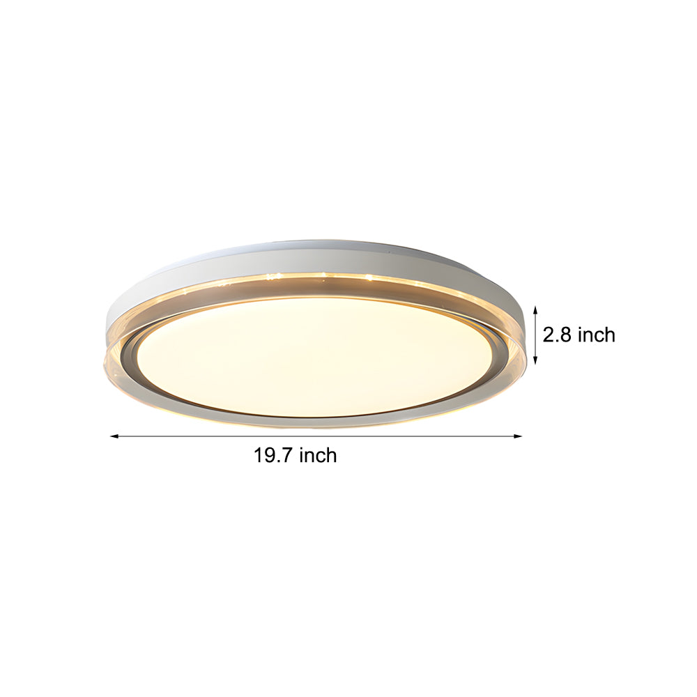 Modern White Round LED Ceiling Light Fixture with 3 Step Dimming and Acrylic Diffuser