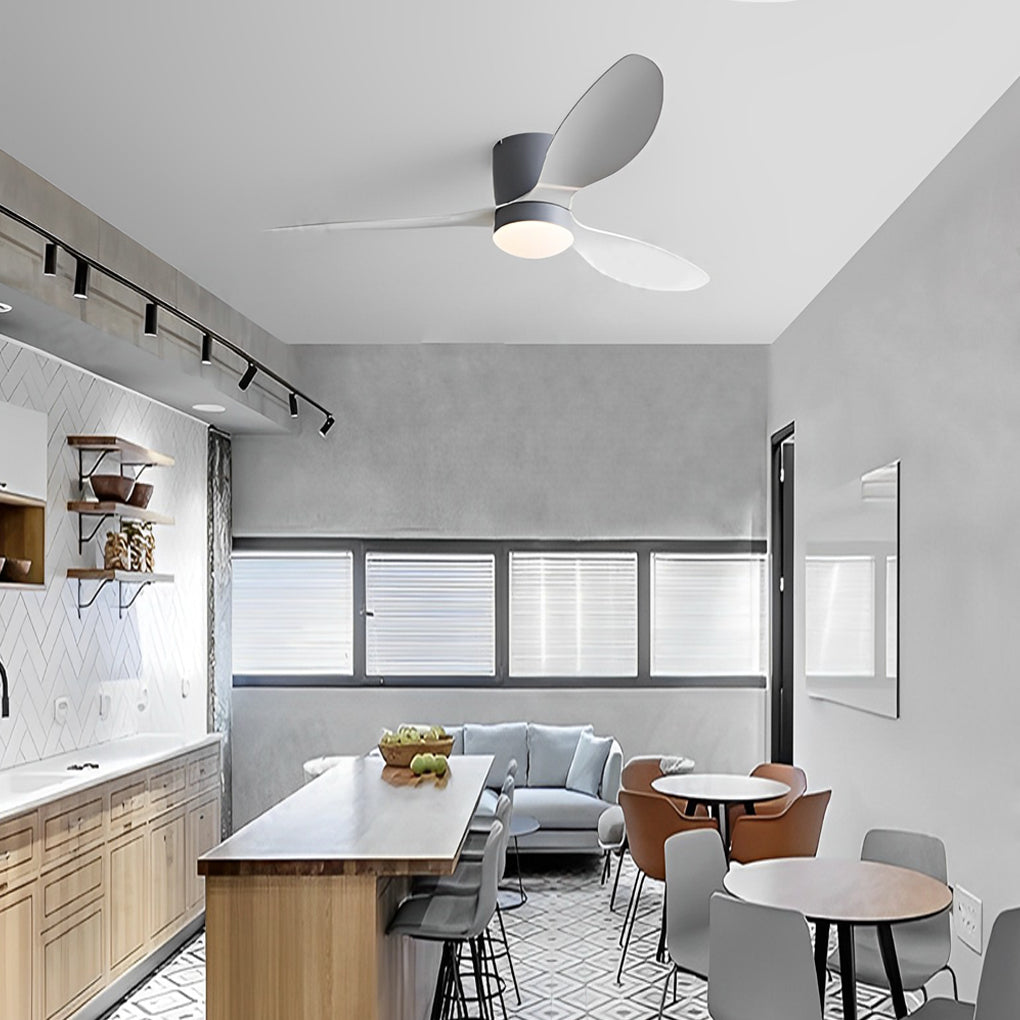 52 Inch Modern LED Ceiling Fan with Remote Control Dimmable 3 Blade Quiet Light Fixture