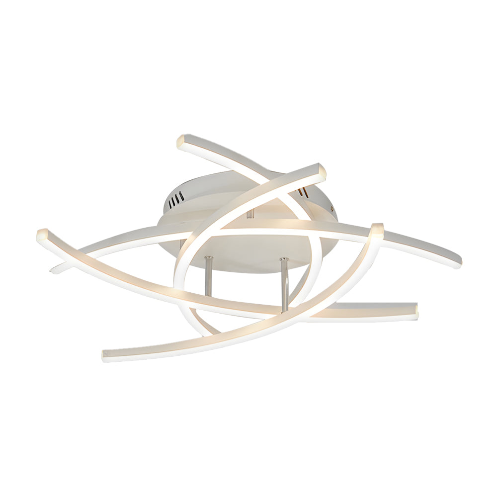Modern Minimalist Line Design LED Ceiling Light Dimmable Flush Mount Lamp with Remote Control
