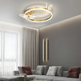 Modern Acrylic Butterfly Ring LED Ceiling Fan with 3 Step Dimming Mute Motor