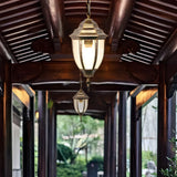 European Style Outdoor Aluminum Pendant Light Waterproof Glass Hanging Chandelier for Garden Porch
