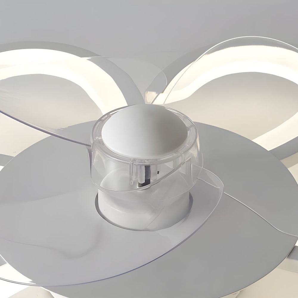 Modern 19.7 Inch White Flower Flush Mount Ceiling Fan with Remote Control and Dimmable LED Light