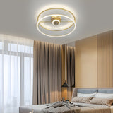 Modern Minimalist Ring LED Bladeless Ceiling Fan with 3 Color Dimming Flush Mount Light