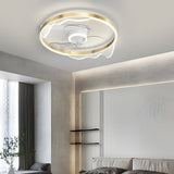 Modern Low Profile Flush Mount Ceiling Fan LED Round Acrylic Wave Decor 3 Color Dimming