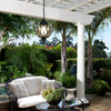 Modern Tea Glass Globe Outdoor Pendant Light Waterproof Aluminum Hanging Lantern Chandelier
