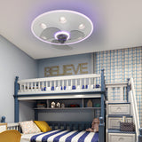 Low Profile Flush Mount Ceiling Fan with Round Acrylic Light and 3 Color Dimming
