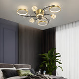 Modern Star Ball LED Ceiling Fan with Three Step Dimming Flush Mount Light Fixture