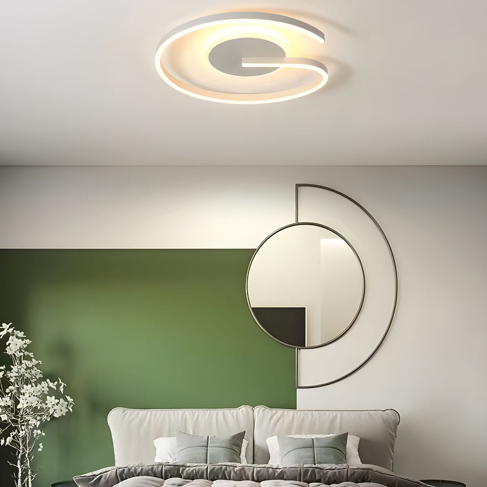 Modern Minimalist Circular LED Flush Mount Ceiling Light Ring Design Fixture for Bedroom and Entrance