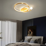 Modern Dimmable Geometric Circles LED Flush Mount Ceiling Light Fixture for Living Room Bedroom
