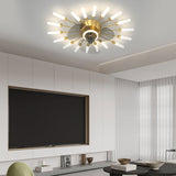 Modern Flower Petal Nordic Ceiling Fan with LED Light and Three Step Dimming for Bedrooms and Living Spaces