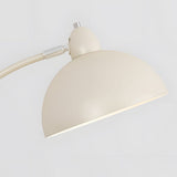 Modern White Arc Floor Lamp with Dimmable LED Dome Shade and Marble Base