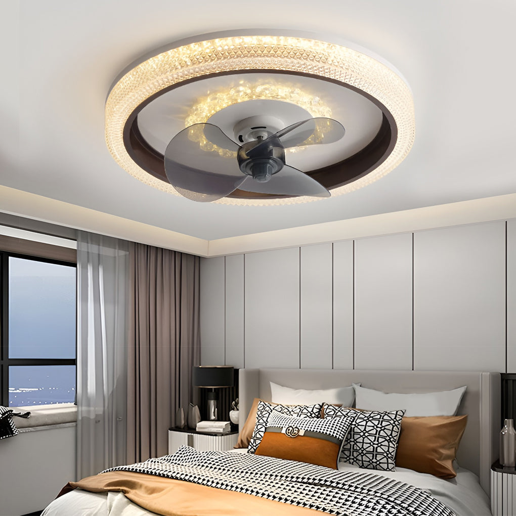 Modern Dimmable LED Ceiling Fan with 360 Degree Rotation and Remote Control for Bedroom