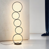 Contemporary 5 Ring LED Stacked Floor Standing Lamp with Dimmable Touch Control for Modern Interiors