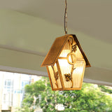 Bronze Outdoor Chandelier Waterproof Glass Pendant Light for Cabin Porch and Garden Illumination