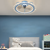 Modern Round Star Decor Bladeless Ceiling Fan with 3 Step Dimming Flush Mount Light Fixture
