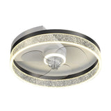 Round Bladeless Ceiling Fan with Dimmable LED Light 6 Speeds Silent Low Profile Flush Mount Fan