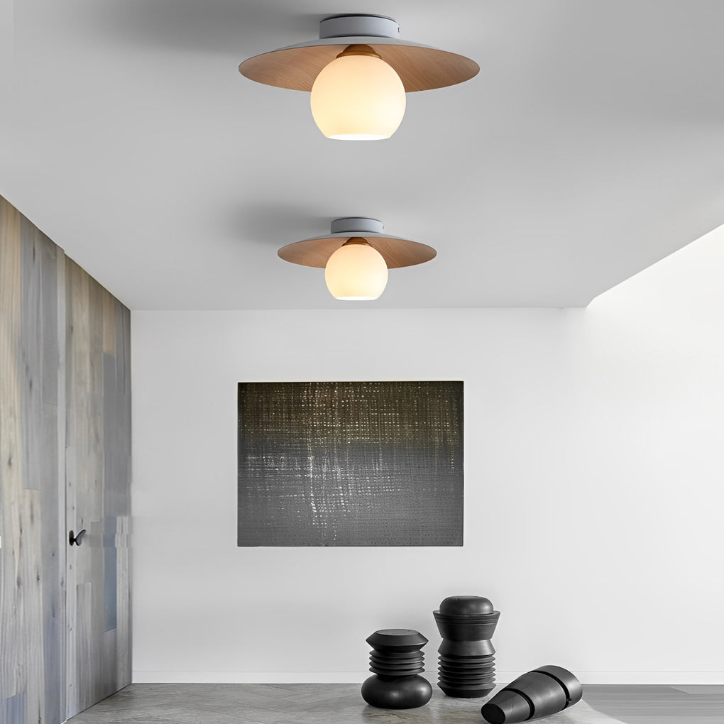 Modern Nordic Bowl Shaped LED Ceiling Light Minimalist Flush Mount Lighting for Aisle and Bedroom