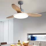 Modern Nordic Wood Ceiling Fan with Dimmable LED Light and Remote 48 Inch Quiet Reversible Motor