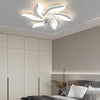 Modern Flower Petal Flush Mount Ceiling Fan with 3 Color Dimming LED Light