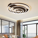 Modern Coffee Circular Tiered LED Flush Mount Ceiling Light for Living Room and Bedroom