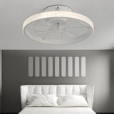 Modern Round Bladeless Ceiling Fan with Dimmable LED Light and Remote Control Mute Inverter Low Profile Fan