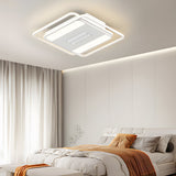 Modern White Bladeless Ceiling Fan with Dimmable LED Light and Remote Square Round Designs