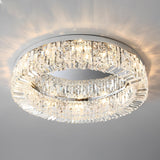 Luxury Modern Round Crystal Drum Flush Mount Ceiling Light for Bedroom and Living Room