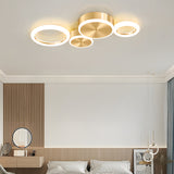 Contemporary Gold LED Flush Mount Ceiling Light Ring Circle Fixture for Living Room Bedroom