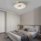 Geometric Circular LED Flush Mount Ceiling Light with Crystal Accents and 3 Step Dimming