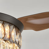 20 Inch Matte Black Crystal Fandelier Retractable Ceiling Fan with LED Lights and Remote Control