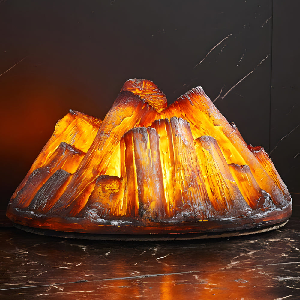 Realistic LED Resin Firewood Charcoal Simulation Flame Lamp for Indoor Decor