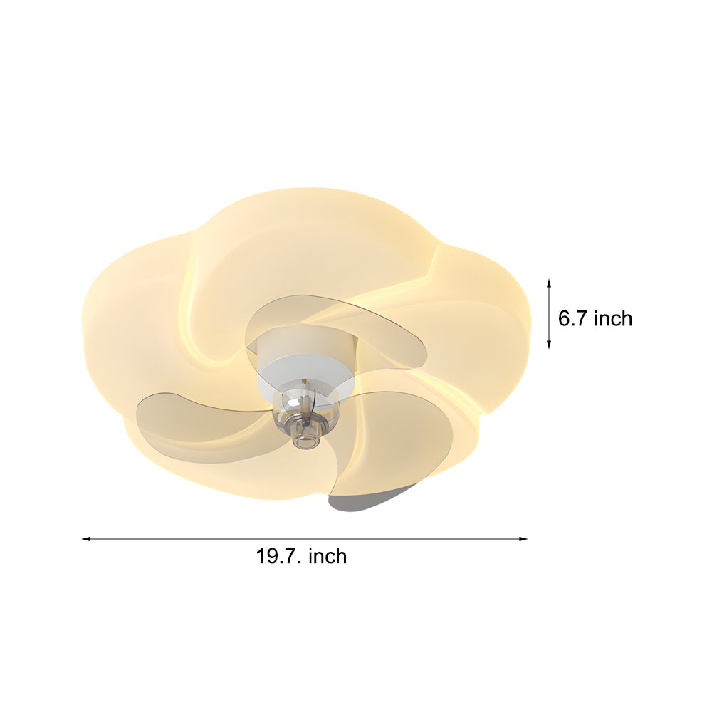 Modern Flower Shape LED Flush Mount Ceiling Fan with 3 Step Dimming and Quiet Motor
