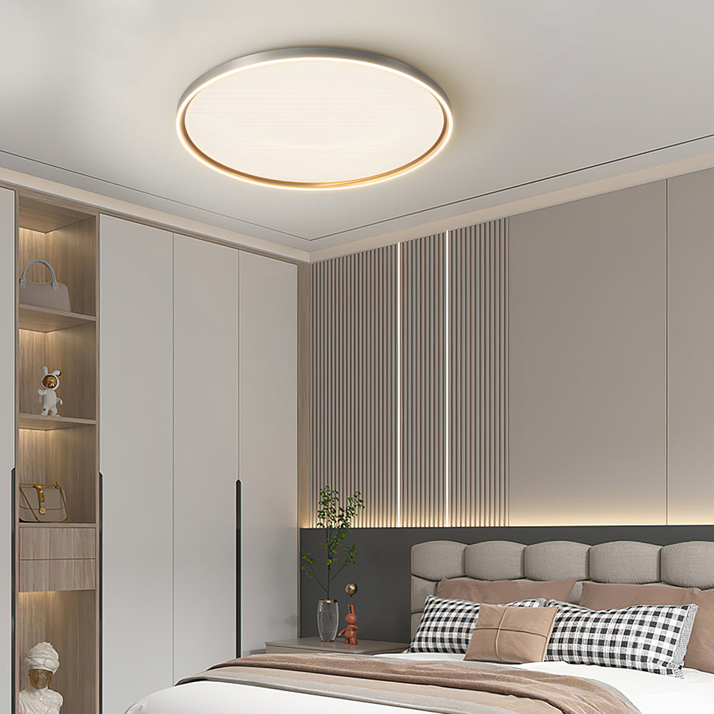 Modern Geometric Dimmable LED Flush Mount Ceiling Light in Brushed Gray Aluminum