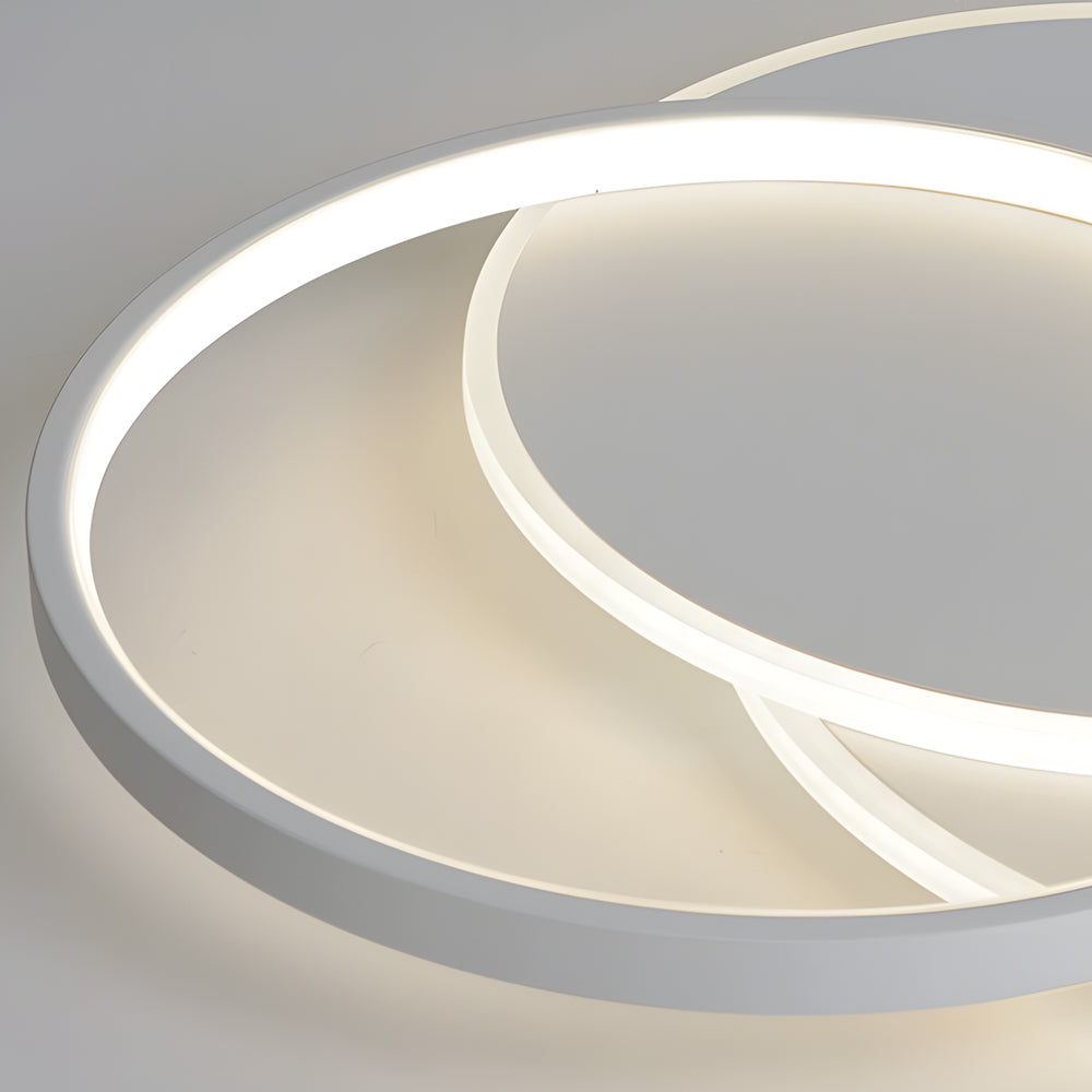 Modern Three Ring White Acrylic LED Flush Mount Ceiling Fixture for Bedroom and Kitchen