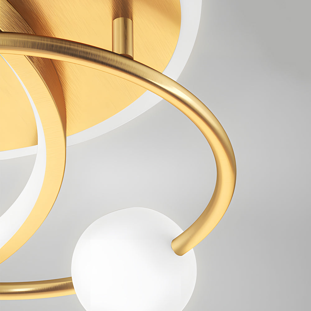 Modern Dimmable Geometric Circles LED Flush Mount Ceiling Light Fixture for Living Room Bedroom