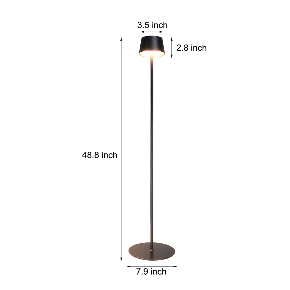 Modern 48.8 Inch Black Rechargeable LED Floor Lamp with Touch Dimming and IP54 Waterproof Rating