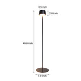 Modern 48.8 Inch Black Rechargeable LED Floor Lamp with Touch Dimming and IP54 Waterproof Rating