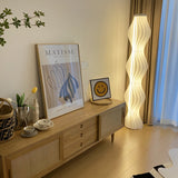 Sculptural Wavy LED Floor Lamp with White Acrylic Shades and Foot Pedal Control