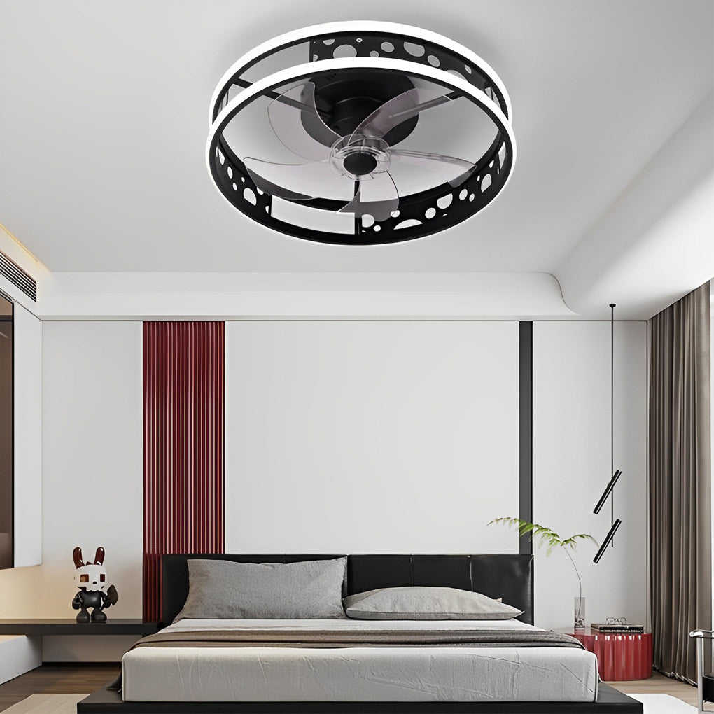 Modern Low Profile Bladeless Ceiling Fan with 3 Color Dimmable LED Light and Remote Control