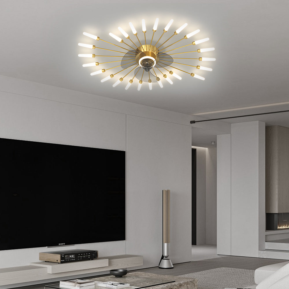 Modern Flower Petal Nordic Ceiling Fan with LED Light and Three Step Dimming for Bedrooms and Living Spaces