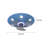 Low Profile Flush Mount Ceiling Fan with Round Acrylic Light and 3 Color Dimming