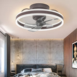 Modern Flush Mount Ceiling Fan with Stepless Dimming LED Light and 360 Degree Rotating Airflow