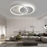 Modern 22 Inch Double Ring LED Flush Mount Ceiling Light Fixture for Living Room and Bedroom