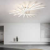 Modern Nordic Creative Strip LED Ceiling Light White Dimmable Flush Mount Chandelier