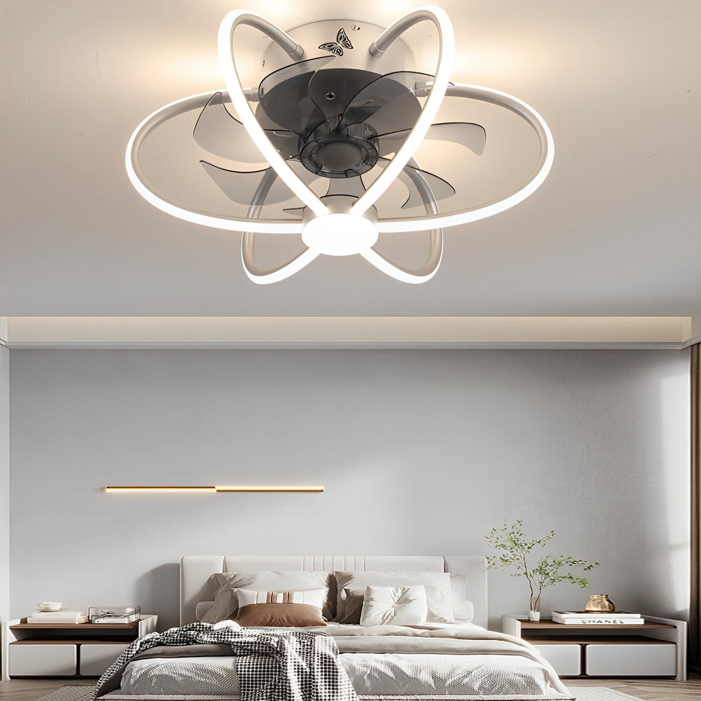 Creative Flower Shaped Bladeless Ceiling Fan with Dimmable LED Light and Remote Control