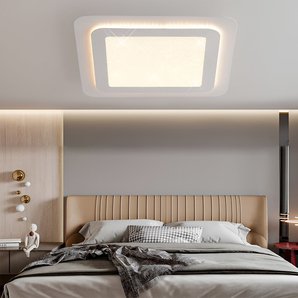 Modern Square and Circular LED Ceiling Lamp with Stepless Dimming Minimalist Flush Mount Light